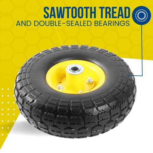 AR-PRO 10" Solid Tire and Wheel, Flat Free 4.10/3.50-4 Tire, 2-Pack - color: Yellow