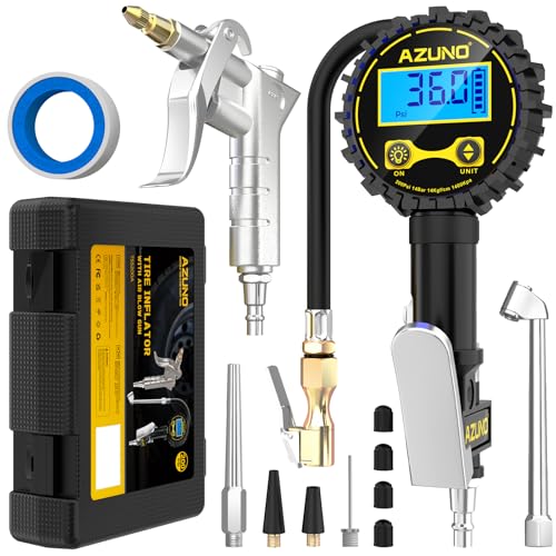 Tire Pressure Gauge, 3-in-1 Digital Tire Inflator with Air Blow Gun, 200PSI for Car Truck Motorcycle, with LED Screen, 4 Units for Air Compressor (1/4" NPT) - size: Standard with Air Guns