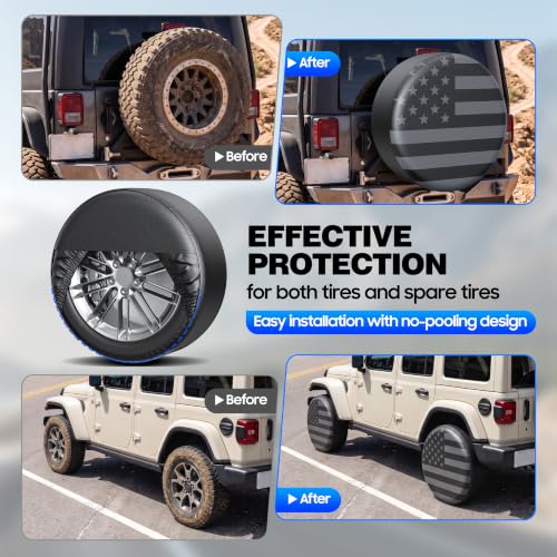Moonet PVC Leather Tire Cover,Gray Flag 2-Pack, Universal Fit 19-22" - color: Gray Flag 2 Pack, size: XS for Tire Diameter 19-21 inch