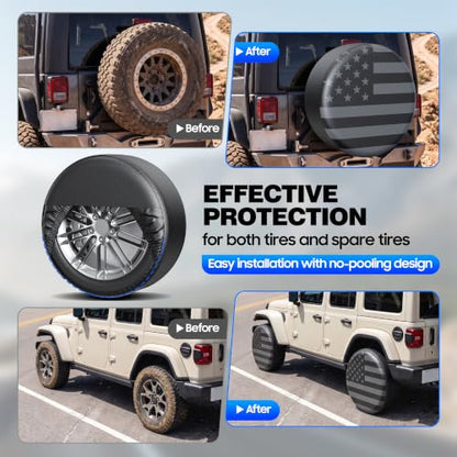 Moonet PVC Leather Tire Cover,Gray Flag 2-Pack, Universal Fit 24-26" - color: Gray Flag 2 Pack, size: S for Tire Diameter 24-26inch