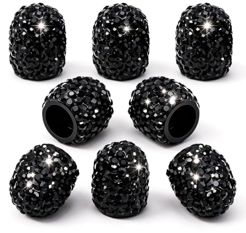 8PCS Bling Crystal Diamond Tire Stem Valve Caps, Dustproof Car Wheel Tire Valve Caps Universal Tire Valve Stem Covers for Cars, SUV, Trucks, Bikes, Motorcycles, Bicycles (Black) - color: Black, size: 8 pcs
