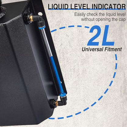 Universal Coolant Overflow Tank,Aluminum Radiator Overflow Tank,Coolant Reservoir Tank,Coolant Radiator Tank,Expansion Tank Recovery Water Tank Reservoir 2L-Black