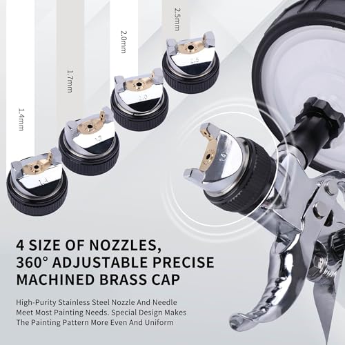 HVLP Spray Gun with Disposable Paint Cups Kit for Car Painting - color: black/silver