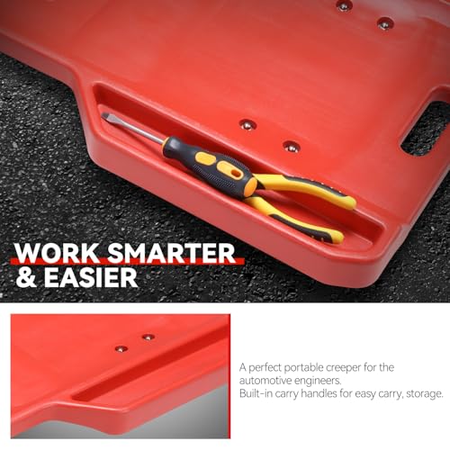 Auto Dynasty 38 in Low-Profile Under-Car Rolling Mechanic Creeper - color: Red T Shape