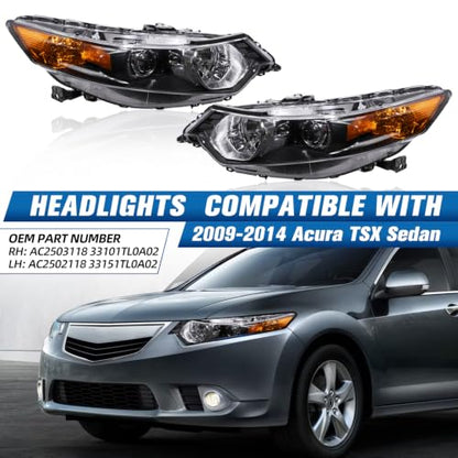 Headlights Compatible with 2009-2014 Acura TSX Sedan