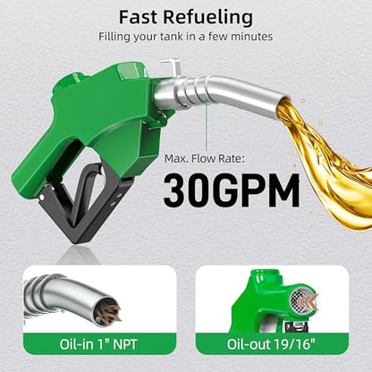 1" NPT Auto Shut-Off Fuel Nozzle with 360° Fuel Hose Swivel & Hook - color: 1pack Green, size: 1'' NPT with Swivel