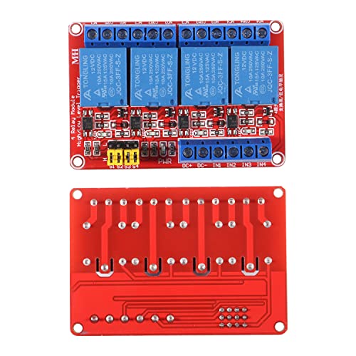 2pcs DC 12V Relay Module 4 Channel Relay Board Shield with Optocoupler Isolation Suport High/Low Level Trigger - color: 12V
