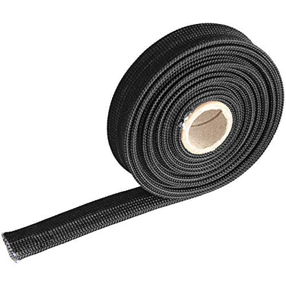 Heat Hose Fiberglass Wrap Shield Sleeve- 1/2" ID x 10'Black Adjustable Hose Heat Shield Spark Plug Wire fuel line Roll For Car Wire Loom cable Brake Line Cable - size: 1/2" ID x 10'