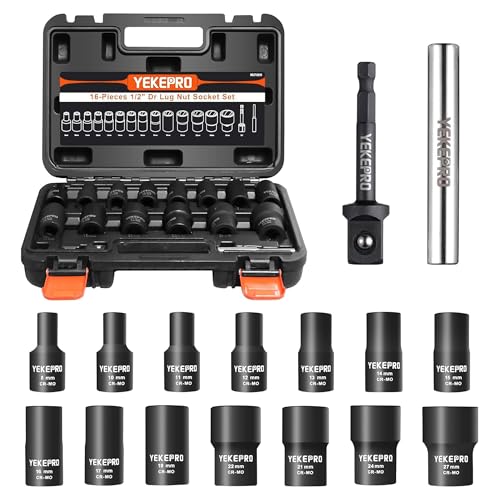 16PCS Bolt Extractor Set, 1/2" Drive Lug Nut Removal Tool - size: 16-Piece Twist Socket Set