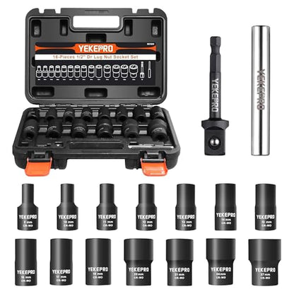 16PCS Bolt Extractor Set, 1/2" Drive Lug Nut Removal Tool - size: 16-Piece Twist Socket Set