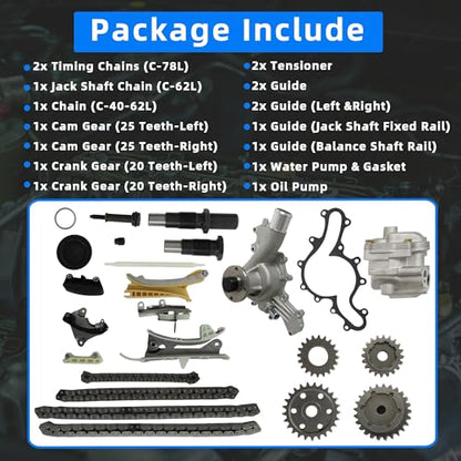 Engine Timing Chain Kit w/Water Pump Oil Pump Fit For Ford Explorer 1997-2010 Ranger 2001-2011 Mustang 2005-2010 For Mercury Mountaineer 03-10 Mazda B4000 01-09 4.0L V6 F77Z8501AD