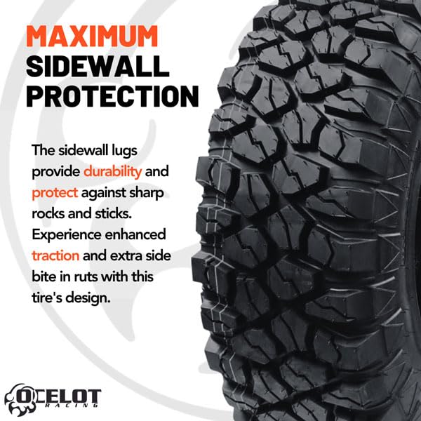 Ocelot XC729 30x10x14 UTV Tires All Terrain, Durable 8-Ply Radial Construction and Non-Directional Tread, Aggressive Thick Lugs for Diverse Terrain and Conditions - AT 30x10x14 ATV Tires