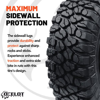 Ocelot XC729 30x10x14 UTV Tires All Terrain, Durable 8-Ply Radial Construction and Non-Directional Tread, Aggressive Thick Lugs for Diverse Terrain and Conditions - AT 30x10x14 ATV Tires