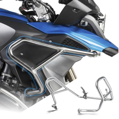 Motorcycle Upper Crash Bars Engine Guard for R1250GS 2018-2024 Stainless Steel Subcage Bumper Body Frame Falling Protector，Silver - color: Silver-Upper