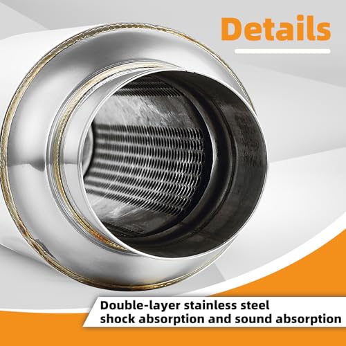 A-KARCK 2.5" Inlet Exhaust Resonator, 2.5" Inlet 2.5" Outlet 11.5" Overall Length Muffler Resonator Stainless Steel Polished - size: 2.5" Inlet/Outlet 11.5" Long - Polished