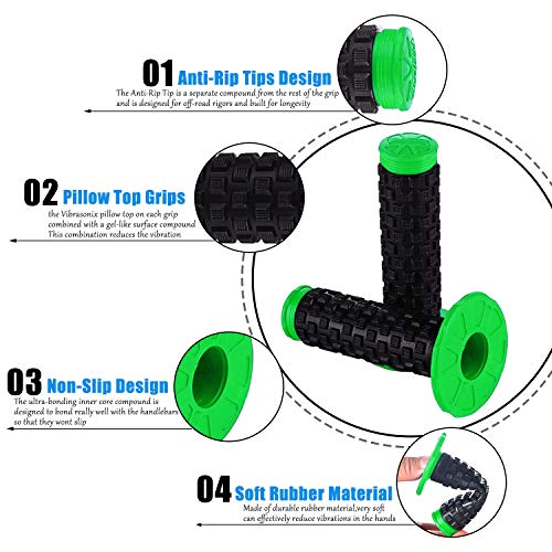 Motorcycle Grips 7/8" Dirt Bike Grip Pillow Top Grips Rubber Anti-Slip Universal Handlebar Racing Grip for Motocross ATV - color: Green