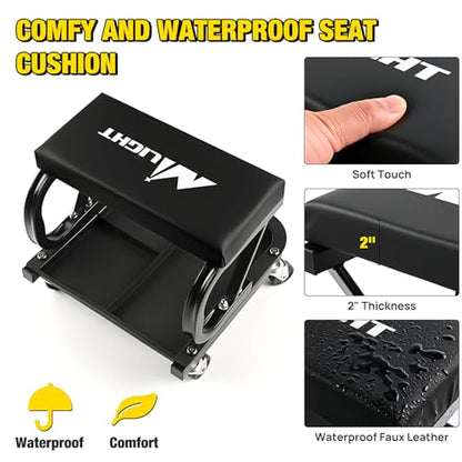 Nilight Rolling Creeper Garage/Shop Seat, 250 LBS Capacity - color: Black 250lbs