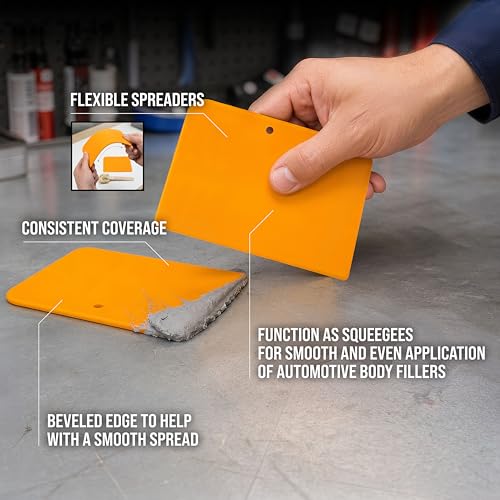 Custom Shop 6 Inch Plastic Body Filler Spreader Tools for Automotive Body Fillers (50 Pack), Putties, Glazes, Epoxy Resin, Caulk, Glues - Plastic Spreader Tool