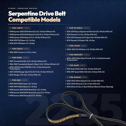 6PK2235 Serpentine Drive Belt for 98 Chevy Express/P30 - size: 6PK2235-2235mm