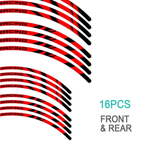 KETABAO Dirt Bike Rim Tape W02 Decal Stickers Stripes 21 19 inch Compatible with RM250 RMZ 250 450 RM-Z250 (Red) - color: Red