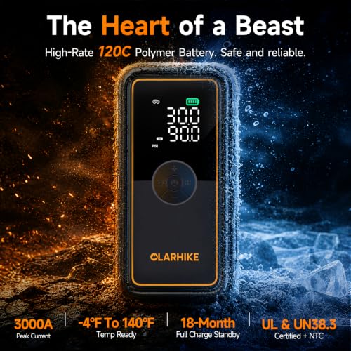 OlarHike 3000A Portable Heavy Duty Jump Starter with Air Compressor