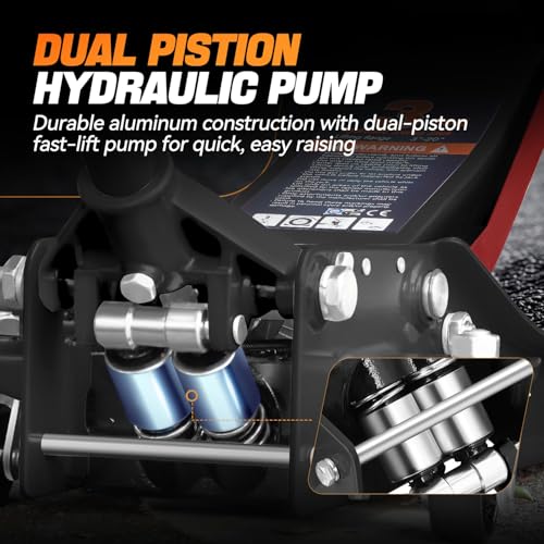 Auto Dynasty 3 Ton Low Profile Floor Jack, Heavy Duty Steel Hydraulic Car Jack with Dual Pistons Quick Lift Pump, Hydraulic Racing Floor Jack, Lifting Range 3" to 20", Black - color: Black, size: 3T Dual Pump