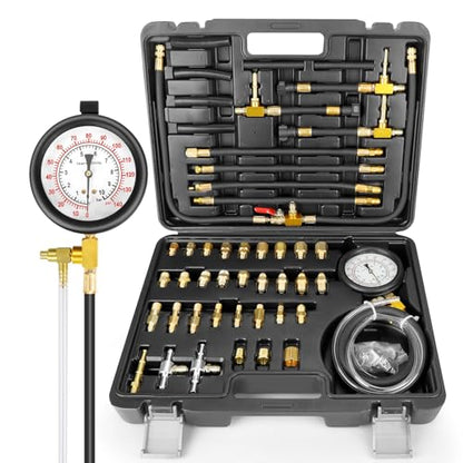 Pro Fuel Injection Pressure Tester Kit Gauge 0-140 PSI with 9.49,7.89,6.30 Fuel Line Fittings - size: Master