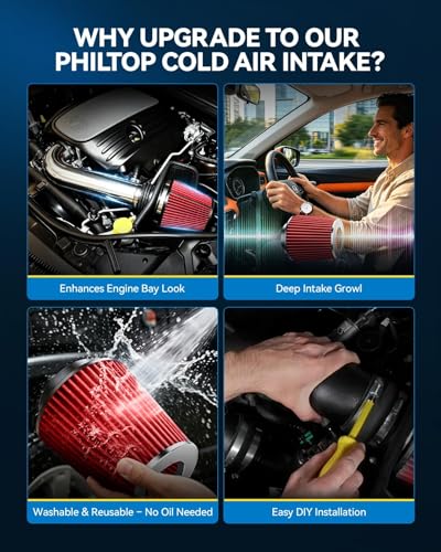 PHILTOP 3" Universal Cold Air Intake Kit (Red)
