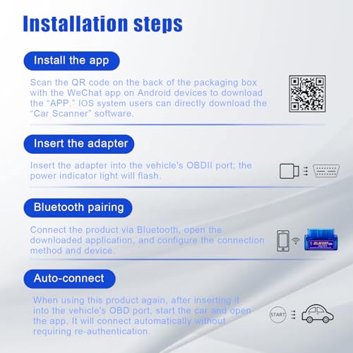 OBD2 Scanner Bluetooth, ELM327 Bluetooth OBD2 Scanner Code Reader
