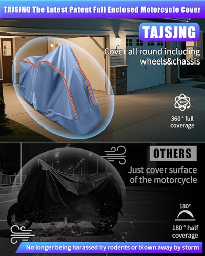 Full Enclosed Motorcycle Cover Waterproof Outdoor Length up to 108" - size: 3.(3XL) 108"L x 45"W x 59"H