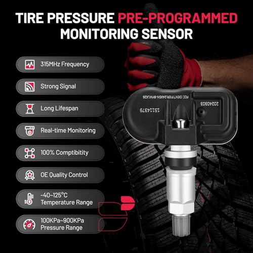 BDFHYK 315MHZ TPMS Sensors Compatible with Chevy GMC, Compatible with Cadillac GM Tire Pressure Monitoring System Replaces# #15114379 15122618 8151226180 4 Pack - style: 15122618