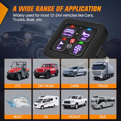 Nilight 4 Gang Switch Panel RGB 12V 24V Circuit Control Relay System - color: RGB, size: 4 Gang Switch