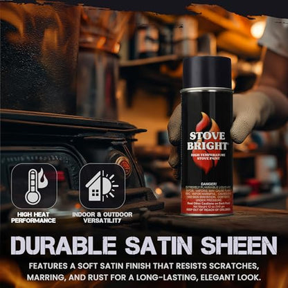 Stove Bright High Temp Spray Paint, Metallic Black 8109, 12 Oz, 1200°F