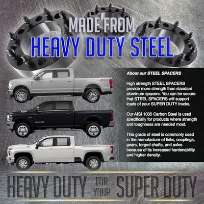 Wheel Accessories Parts 1 Pc Steel Hub Centric Wheel Spacers 8 on 180mm 1.5 Inch Thick 124.1mm Hub M14x1.5 14x1.5 Thread Stud Fits Chevy Silverado GMC Sierra 2500 3500 Single Rear Wheel (SRW) - size: With Lip, style: 1.50" Steel (1 Pack)