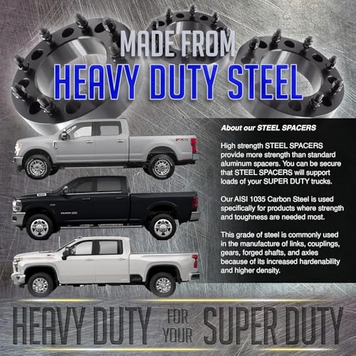 Wheel Accessories Parts 1 Pc Steel Wheel Spacers Adapters 8 on 210mm 8x210mm 2.00 Inch Thick 154.2mm Hub M14x1.5 Thread Stud Fits Chevrolet Silverado GMC Sierra 3500HD (Dually) - size: No Lip, style: 2.00" Steel (1 Pack)