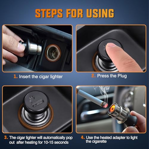 Nilight 12V Cigarette Lighter Car Replacement Socket with Terminals Wires Built-in Fuse auto Cigarette Lighter Adapter Push Button car Accessory Replacement Plug for Car Truck RV ATV UTV Marine Boat - color: 1 Pack