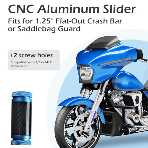 Crash Bar Sliders End Caps CNC Carbon Fiber Inlay Decorative Colored Ends Fits for 1.25" Front Engine Guard Rear Saddlebag Guard (Blue) - color: Blue