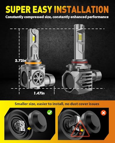 Termitor 9006 HB4 Bulbs,80,000LM Super Bright,6500K Cool White,True 1:1 Halogen Size, Built-in Cooling Fan,3-Min Plug & Play,Up to 85,000 Hours,Pack of 2 - color: 9006-HB4