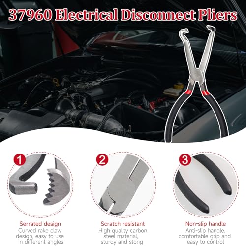 4 Pieces Electrical Disconnect Pliers, Electrical Connector Separator Plier, Automotive Hose Clamp Pliers Removal Tool, Fuel Line Disconnect Tool, Push Tab Plugs Style for Car - style: Black 4PCS