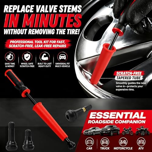 36PCS Heavy-Duty Metal Hook Valve Stem Tool Kit - No Tire Removal, Quick Leaky Valve Replacement, Longer Puller for Pressure Check - Durable for Cars, Motorcycles, ATVs
