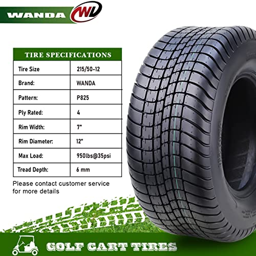 WANDA 215/50-12 Golf Cart ATV Tires 4 Ply 215/50x12 14008 - size: 215/50-12