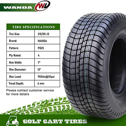 WANDA 215/50-12 Golf Cart ATV Tires 4 Ply 215/50x12 14008 - size: 215/50-12
