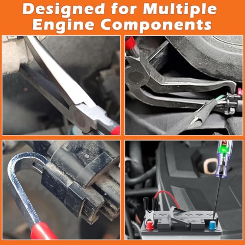 Electrical Disconnect Pliers Set – Automotive Electrical Tools & Connector Removal Tool Kit with Hose Clamp Pliers, Wire Terminal Separator, and Car Plug Connector - color: Red