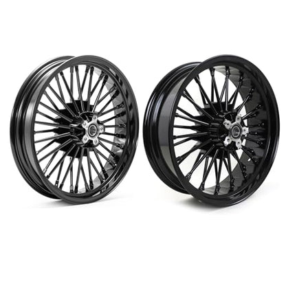 TOFR 18x3.5 18x5.5 Fat Spoke Wheels Set For Harley Softail Choppers 06-17 - color: Gloss Black, size: Front：18x3.5 Rear：18x5.5