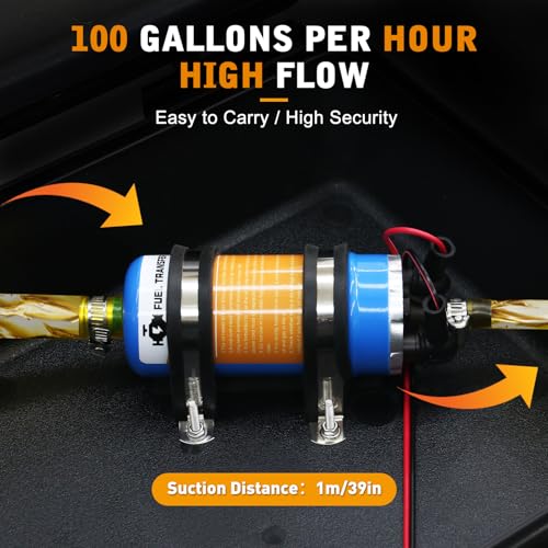12V External Inline Fuel Transfer Pump Set, Electric Fuel Pump 100GPH High Flow, Portable Gasoline Transfer Pump Universal for Vehicles, Boats, RVs, Equipment, Gasoline, Diesel (12V-Set) - color: 12V-Fuel Pump Set