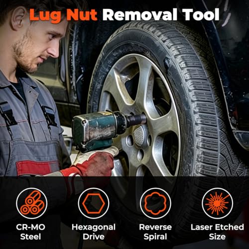 6PCS Lug Nut Removal Tool, Locking Lug Nut Removal Tool