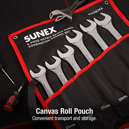 SUNEX TOOLS 9606MA 6 Piece Raised Panel Combination Wrench Set (Raised Panel) CRV