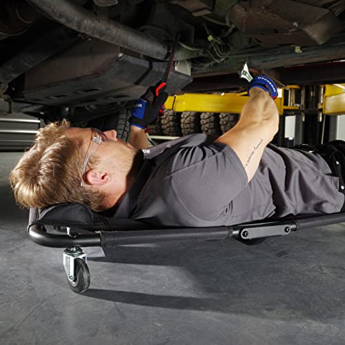 WORKPRO 40-Inch Foldable Automotive Creeper, Heavy Duty Rolling Garage Mechanic Creeper, Padded Headrest, 4 Swivel Wheels, 350 lbs Capacity Car Creeper for Repair & Maintenance