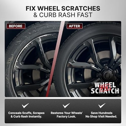 Wheel Scratch Fix® Matte Black Rim Touch Up Paint, Wheel Scratch Repair Pen - color: Black - Satin/Matte - Touch-Up Pen