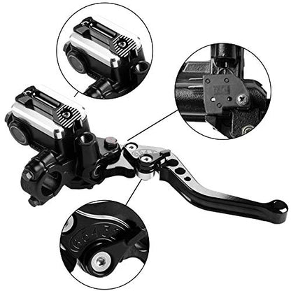 Universal Motorcycle 7/8" 22mm Handlebar Brake Master Cylinder Clutch Lever CNC Left & Right Set Compatible with Harley Honda Kawasaki Suzuki Yamaha（ Piston Diameter 12.7mm(Black) - color: Black